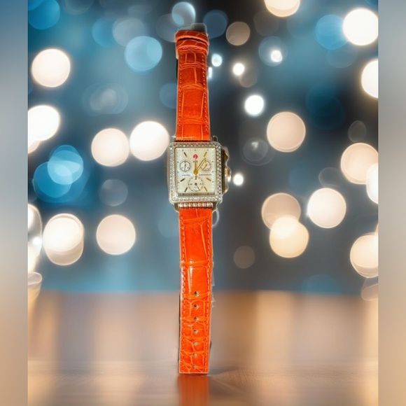 🆕 MICHELE Watch 18mm Genuine Alligator Strap Band • ORANGE SHW • WATCH BAND ONLY - Picture 1 of 5